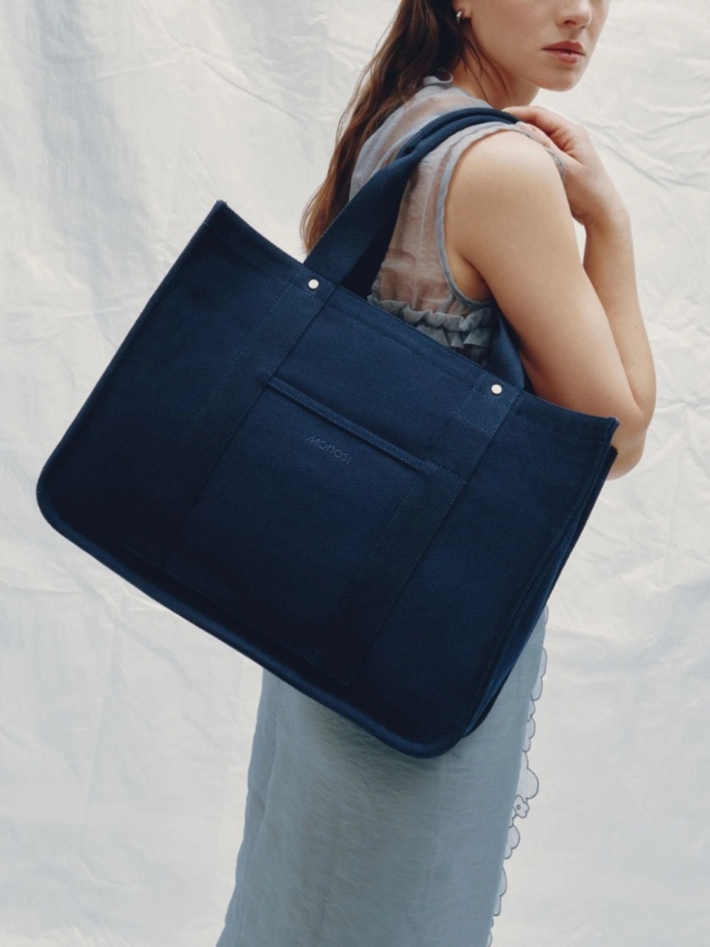 Monos Gesso Navy Canvas Tote Large